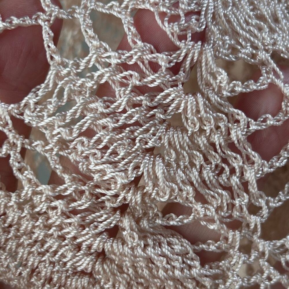 Vtg Sheer Crochet Lace Romantic Fairy Festival Layer Jagged Hem Dress Cream S - Picture 6 of 15
